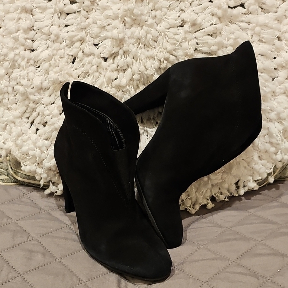 Carvela Sleek Black Suede Ankle Booties with Heel